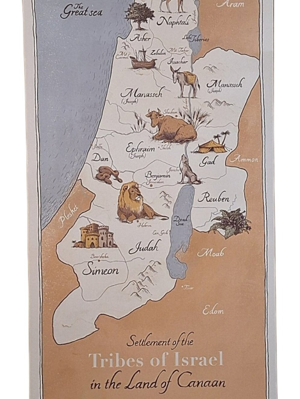 Pictorial 11”x16” Map of Settlements of Israel in Canaan 1250 BC-1170 BC Poster